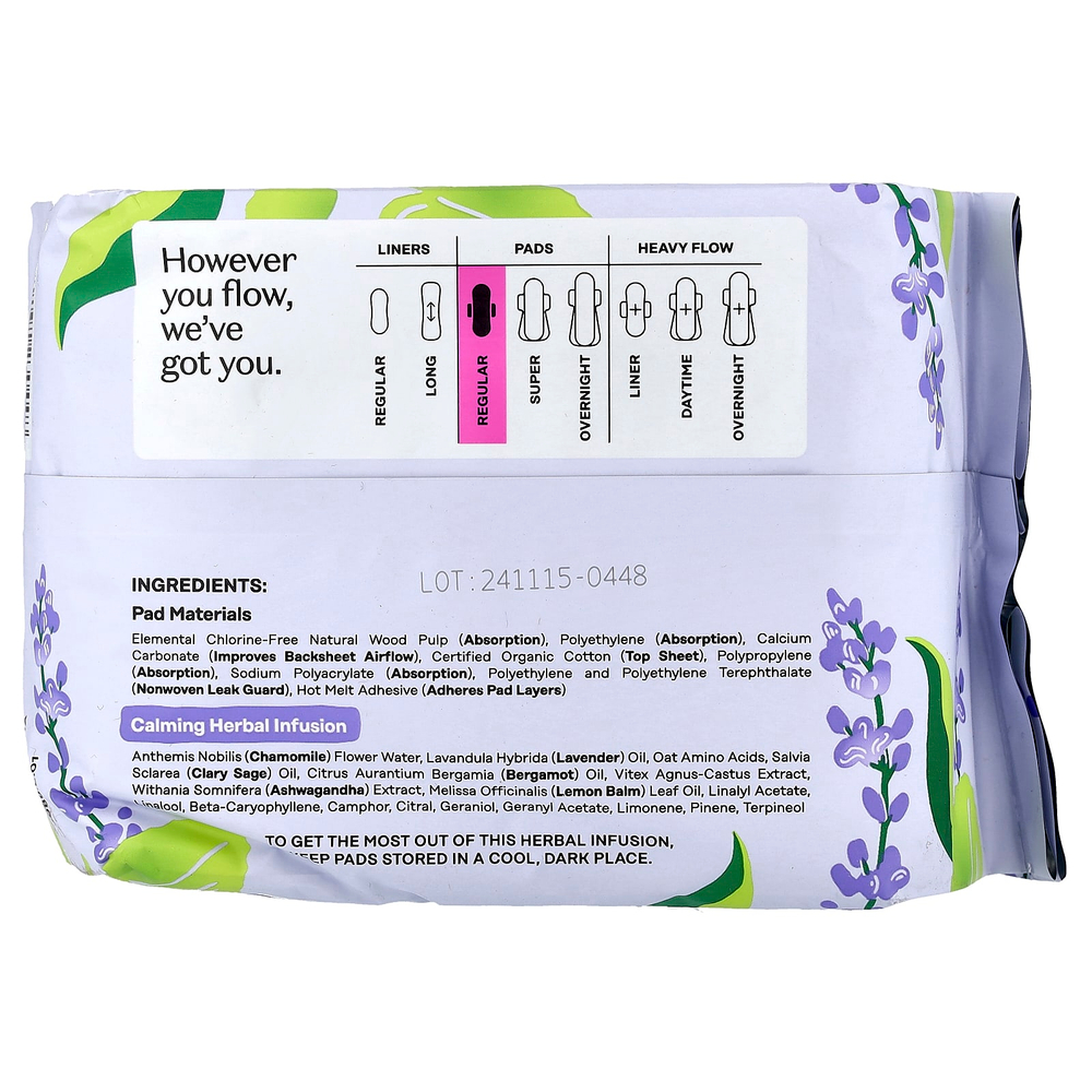 The Honey Pot Company, органический успокаивающий травяной настой, подушечки с крылышками, обычные, 20 шт.