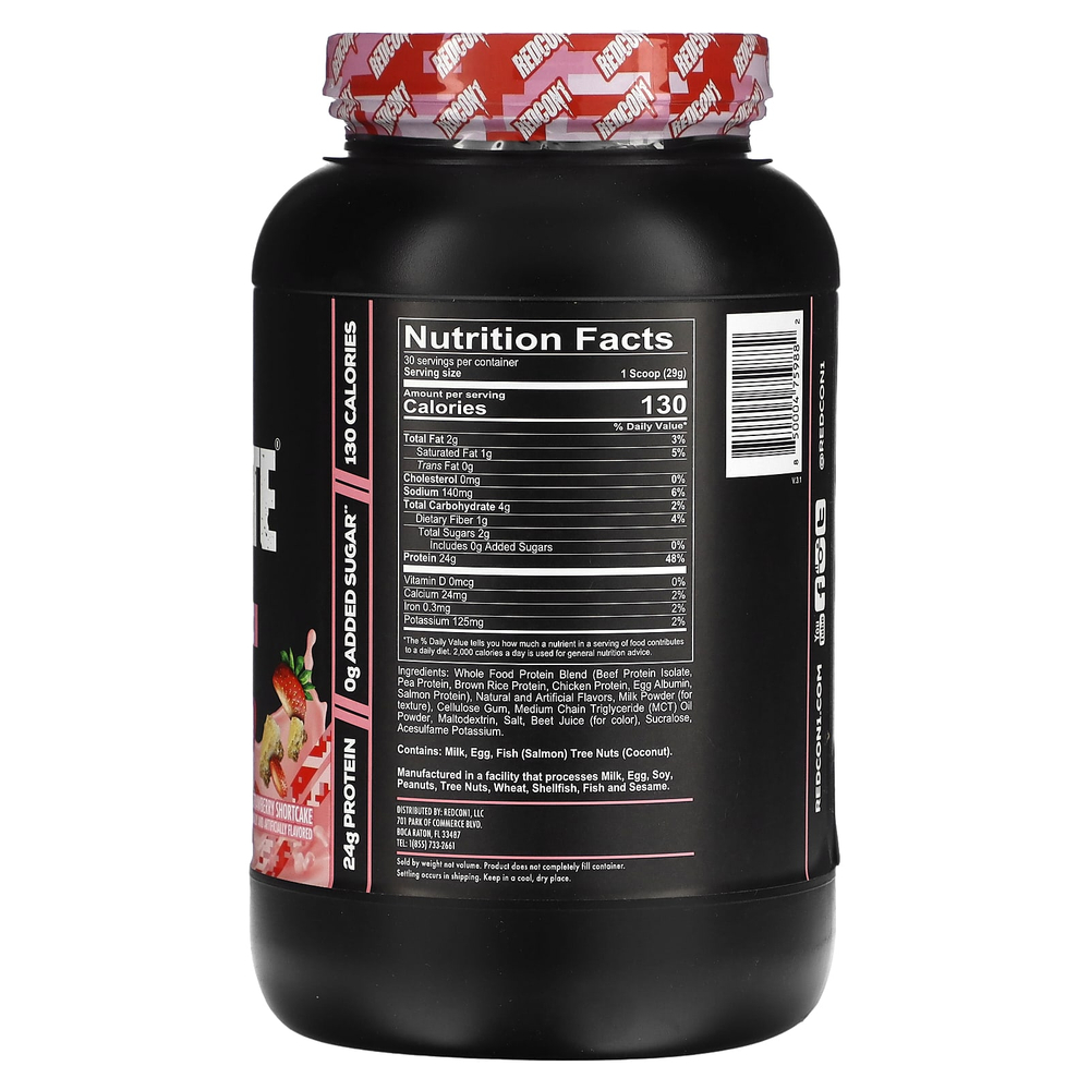Redcon1, MRE Lite, цельнопищевой белок, со вкусом клубничного печенья, 870 г (1,92 фунта)