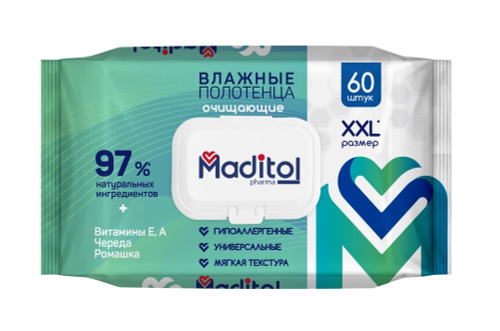 Салфетки Maditol XXL влажные очищающие 60 шт