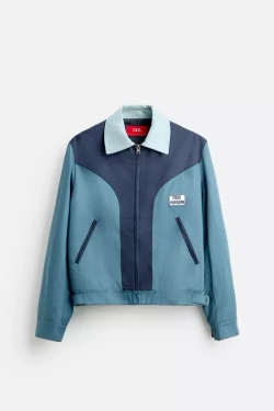ZARA Х HARRY LAMBERT КУРТКА В СТИЛЕ КОЛОР-БЛОК, СИНИЙ