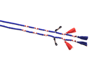 Цепочка бисер синий и кисти 231, 60 см