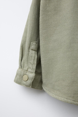 ZARA КУРТКА-РУБАШКА ИЗ СТРУЯЩЕЙСЯ ТВИЛА, СВЕТЛЫЙ ХАКИ