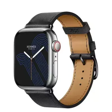 Apple Watch Hermès 45mm Silver Stainless Steel Case with Single Tour Noir