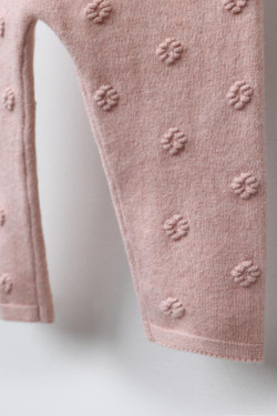 ZARA ЛЕГИНСЫ ИЗ ТРИКОТАЖА С ЦВЕТОЧНОЙ ВЫШИВКОЙ, СВЕТЛО-РОЗОВЫЙ