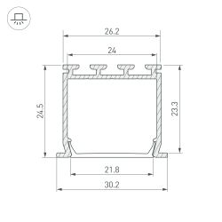Профиль PLS-LOCK-H25-FS-2000 ANOD (Arlight, Алюминий) 016446
