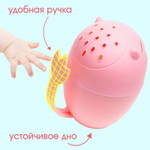Ковш для купания и мытья головы, детский банный ковшик, хозяйственный «Котик», цвет розовый