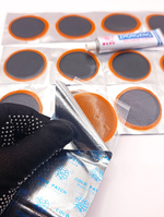 Ремкомплект для камер велосипеда, 16 латок с клеем, велоаптечка для ремонта шин, универсальный набор для проколов