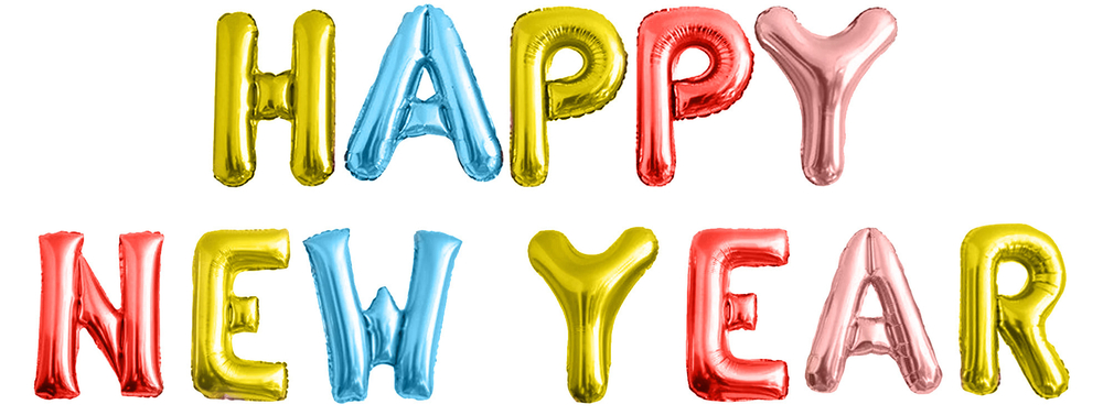 Набор букв "Happy New Year" мультицвет металлик 41 см