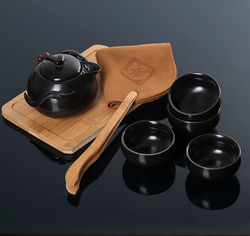 Набор для чайной церемонии Tyasitsu Black, 8 предметов: чайник 120 мл, 4 чашки 50 мл, щипцы, салфетка, подставка