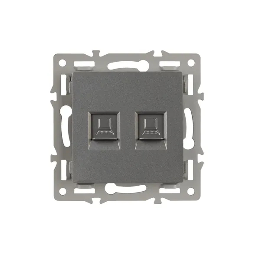 Механизм компьютерной розетки двойной SCT-MPC2-PL-GR (RJ-45, CAT6) (Arlight, -) 045338
