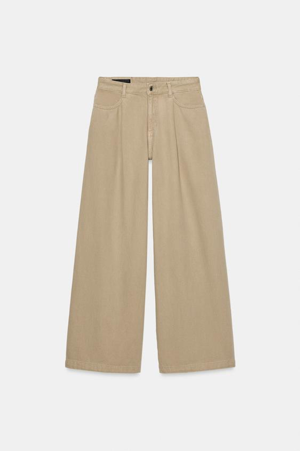 ZARA ДЖИНСЫ Z1975 WIDE LEG С ВЫСОКОЙ ПОСАДКОЙ И ЗАЩИПАМИ, ПЕСОЧНЫЙ