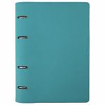 Тетрадь на кольцах А5 (180х220 мм), 120 л., под фактурную кожу, BRAUBERG А5 "Joy", бирюзовый/серо-голубой, 129993