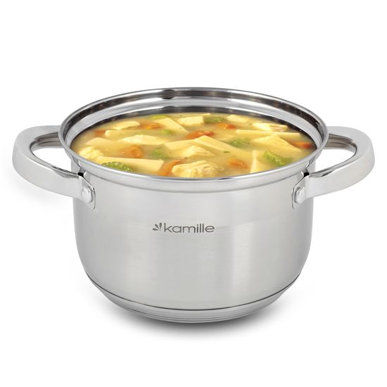 Набор кастрюль 8 предметов из нержавеющей стали Kamille KM-5637S (1,0 л; 1,8 л; 2,5 л; 3,8 л)