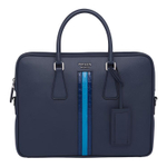 PRADA Casual Crocodile Leather Briefcase, Laptop Bag Men"s Baltic Sea Blue/Cornflower Blue