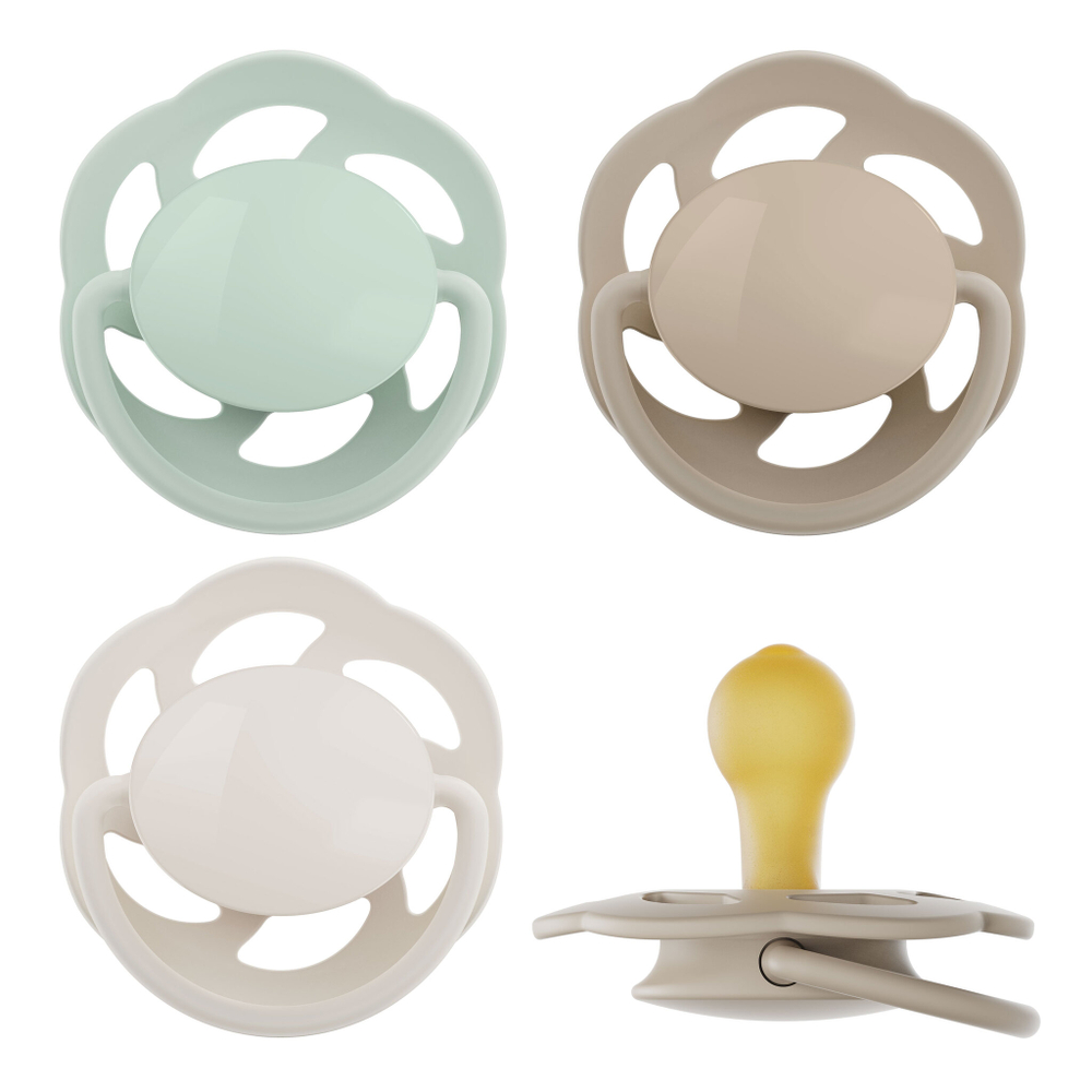 NIP Соска пустышка, латекс "Cherry Green Newborn", для новорожденных, (0-2), зелёный/белый