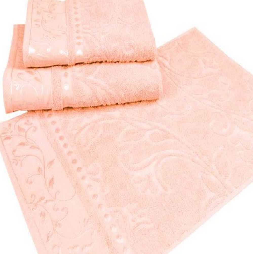 Набор из 3-х махровых полотенец "П37. Жаккард персик" в упаковке, 100% хлопок, Россия.