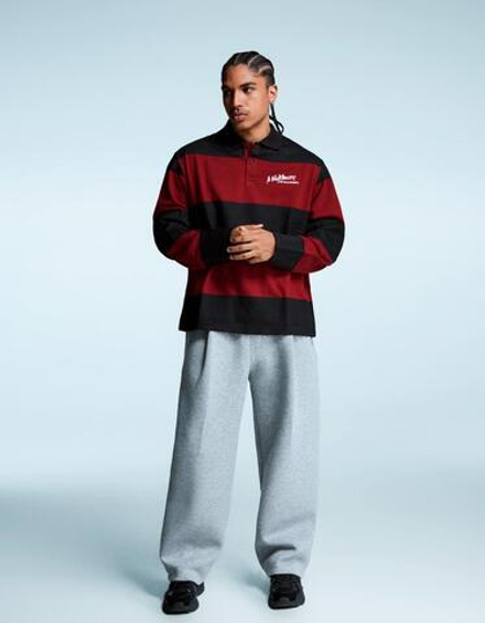 BERSHKA Футболка-поло с принтом Nightmare on Elm Street, красный