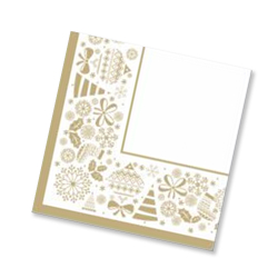 Салфетки 33х33, 20 шт, 3 сл. Home Collection Classic "Новогодняя скатерть Золото на белом"