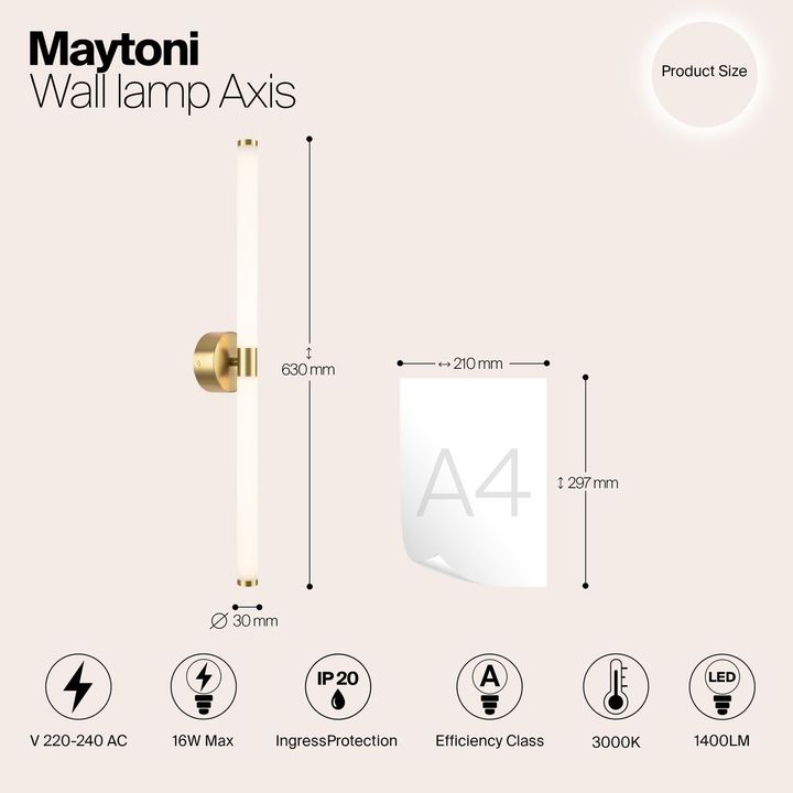 Подсветка для зеркал Maytoni Axis MOD106WL-L16G3K