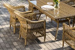 "Амароне" обеденная группа из искусственного ротанга на 6 персон, цвет соломенный