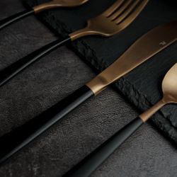 Нож столовый 23,1 матовый медный цвет черная ручка PVD   [12]