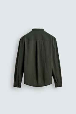 ZARA ПОЛО ИЗ ЖАТОЙ ТКАНИ, ТЕМНЫЙ ХАКИ