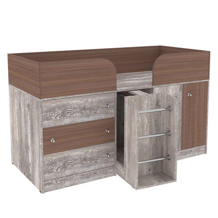 Кровать-чердак КарИВи Малыш 4 Бетон Бодего Темный