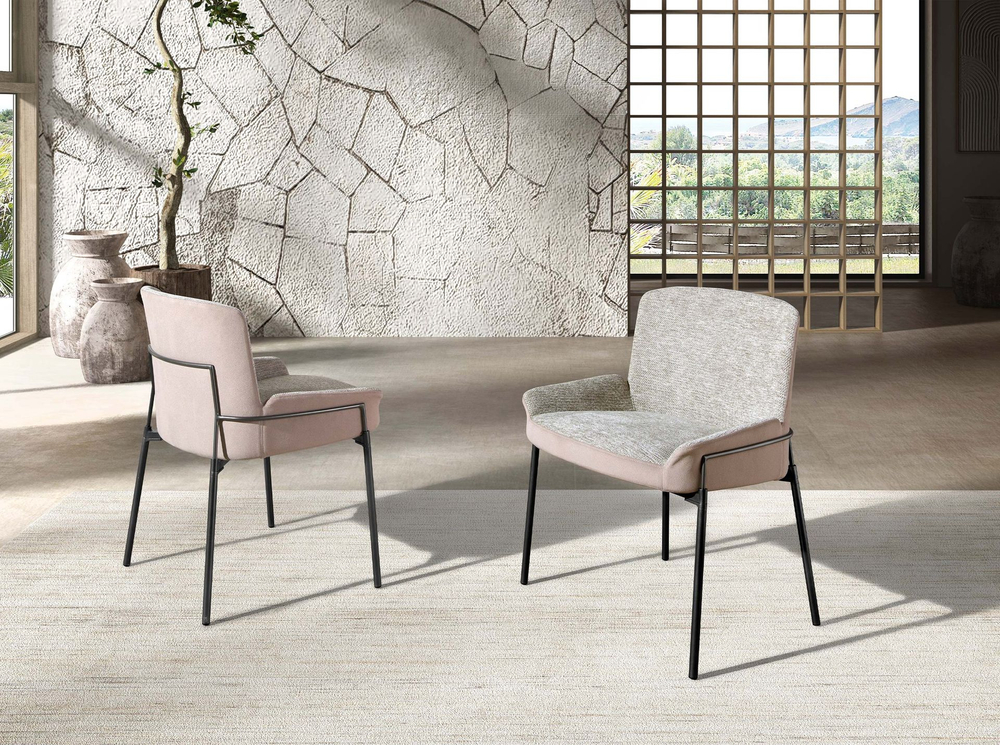 Стул 4171 из серой ткани и коричневого бархата