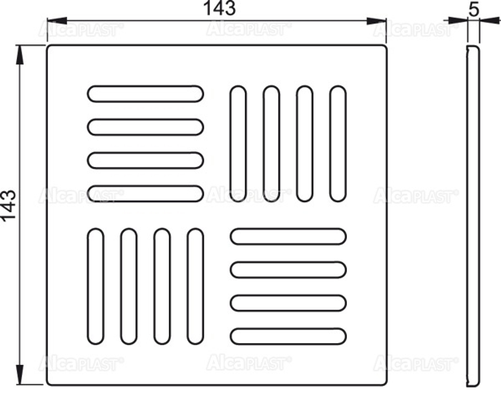Решетка 143 ? 143 нержавеющая сталь AlcaPlast MPV005