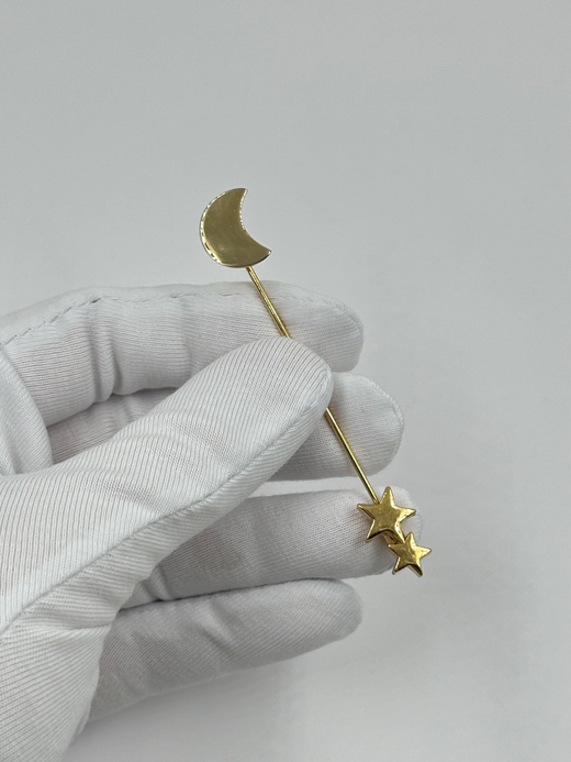 Брошь булавка с луной и звездами