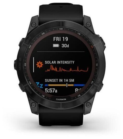 Умные часы Garmin Fenix 7X Sapphire Solar титановые угольно-серые DLC с силиконовым ремешком (010-02541-11)
