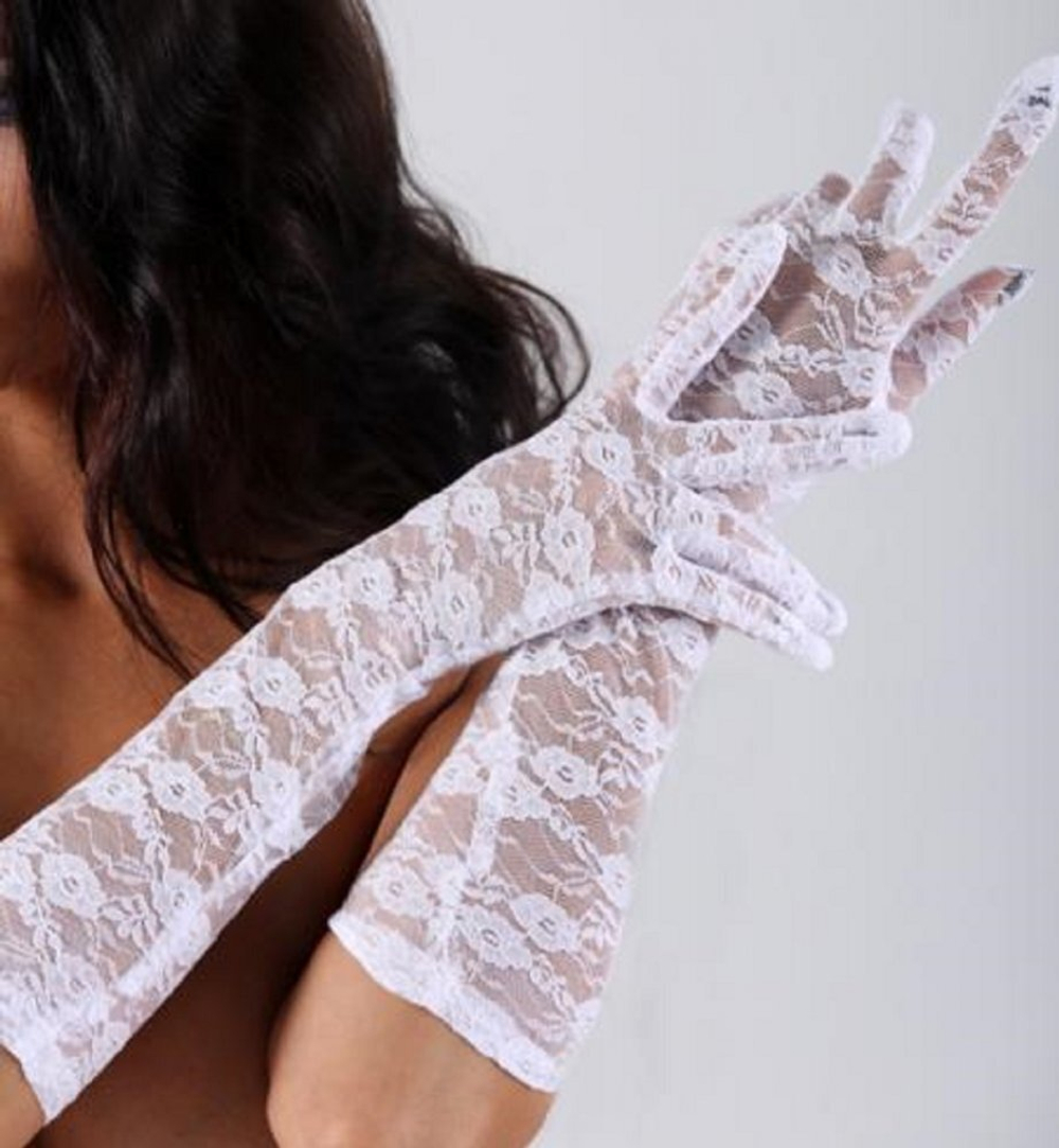 Перчатки гипюровые длинные белые