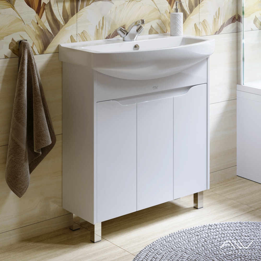 Тумба с раковиной Crystal 75 белая