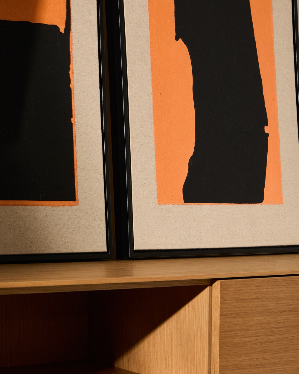 Zernu Абстрактная картина в оранжевых и чёрных тонах лен 42 x 65 см