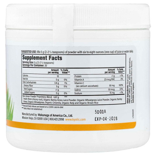 Kyolic, Kyo-Green®, порошковая смесь для приготовления напитка, со вкусом зелени, 0,33 фунта (5,3 унции)