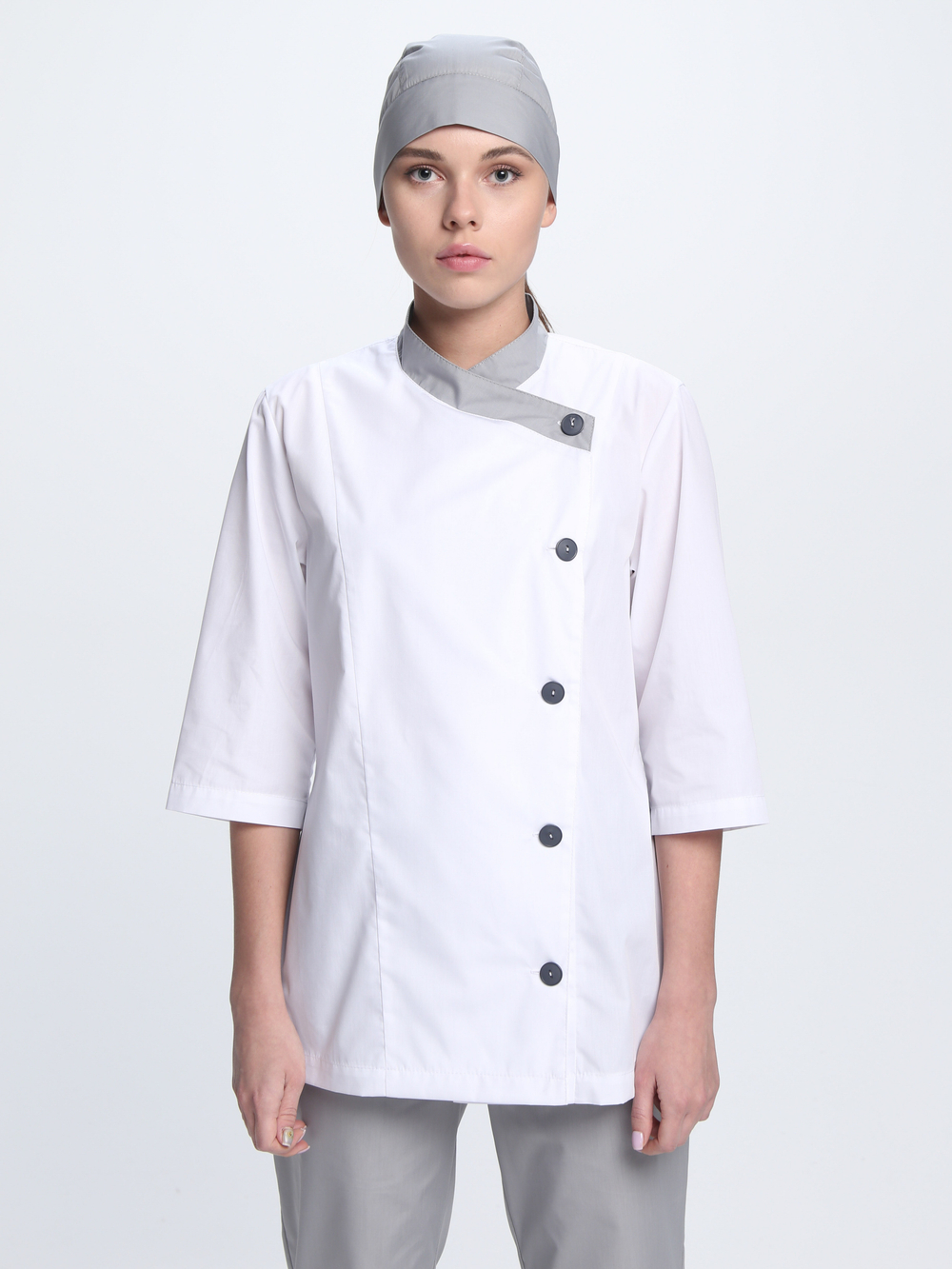 Костюм женский Канди (тк.ТиСи,120), серый/белый