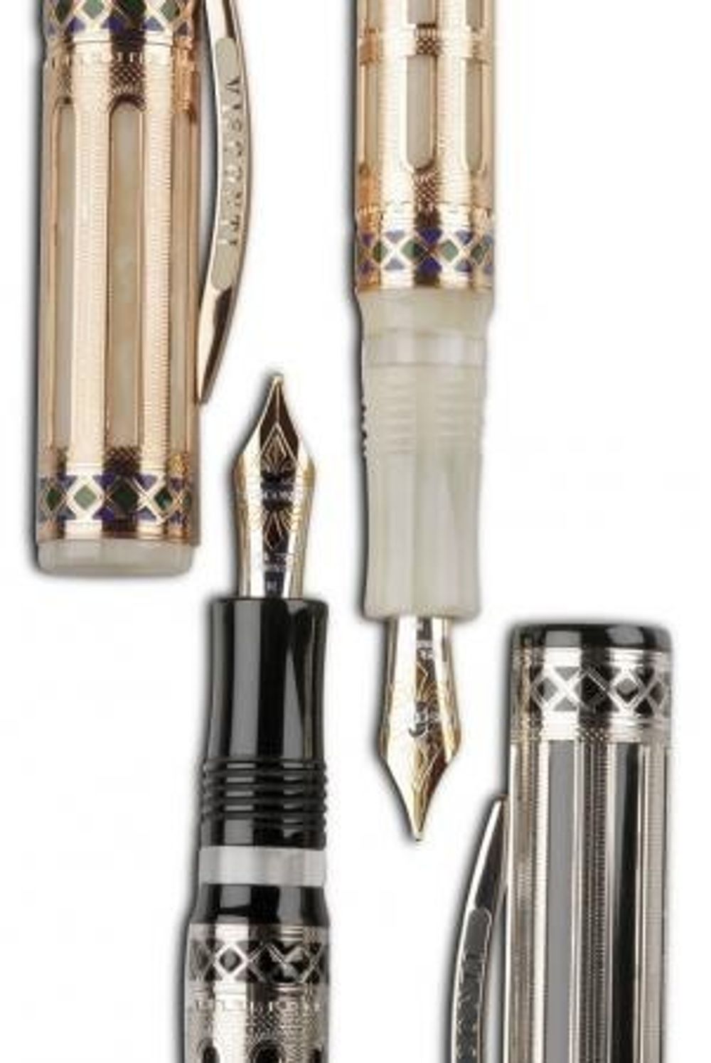 Visconti Romanica беж смола  эмаль перо 18кт  Vs-205-52