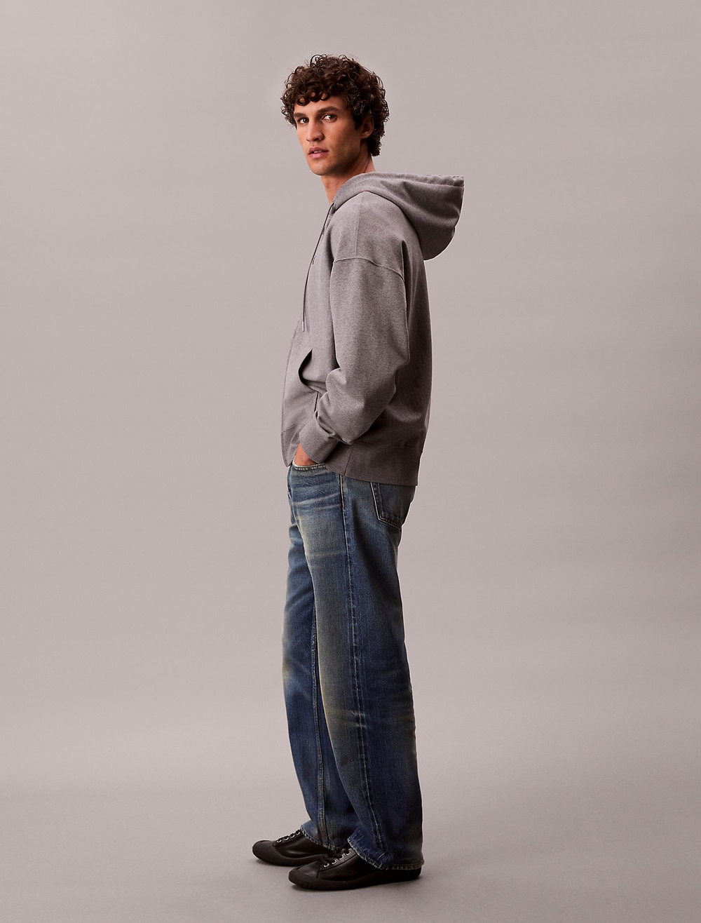 Худи на молнии Calvin Klein Premium Terry Relaxed Zip Hoodie Med Grey Htr