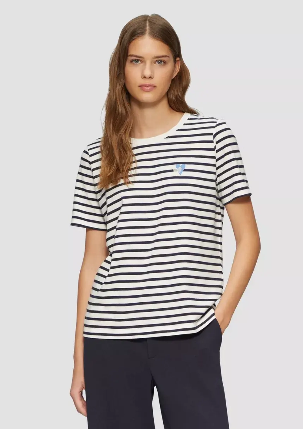 Футболка в полоску Relaxed Fit с вышивкой в форме сердца s.Oliver
