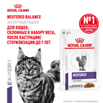 Royal Canin Neutered Balance Ньютрид Бэлэнс Корм влажный для взрослых котов и кошек с момента стерилизации до 7 лет соус 85г