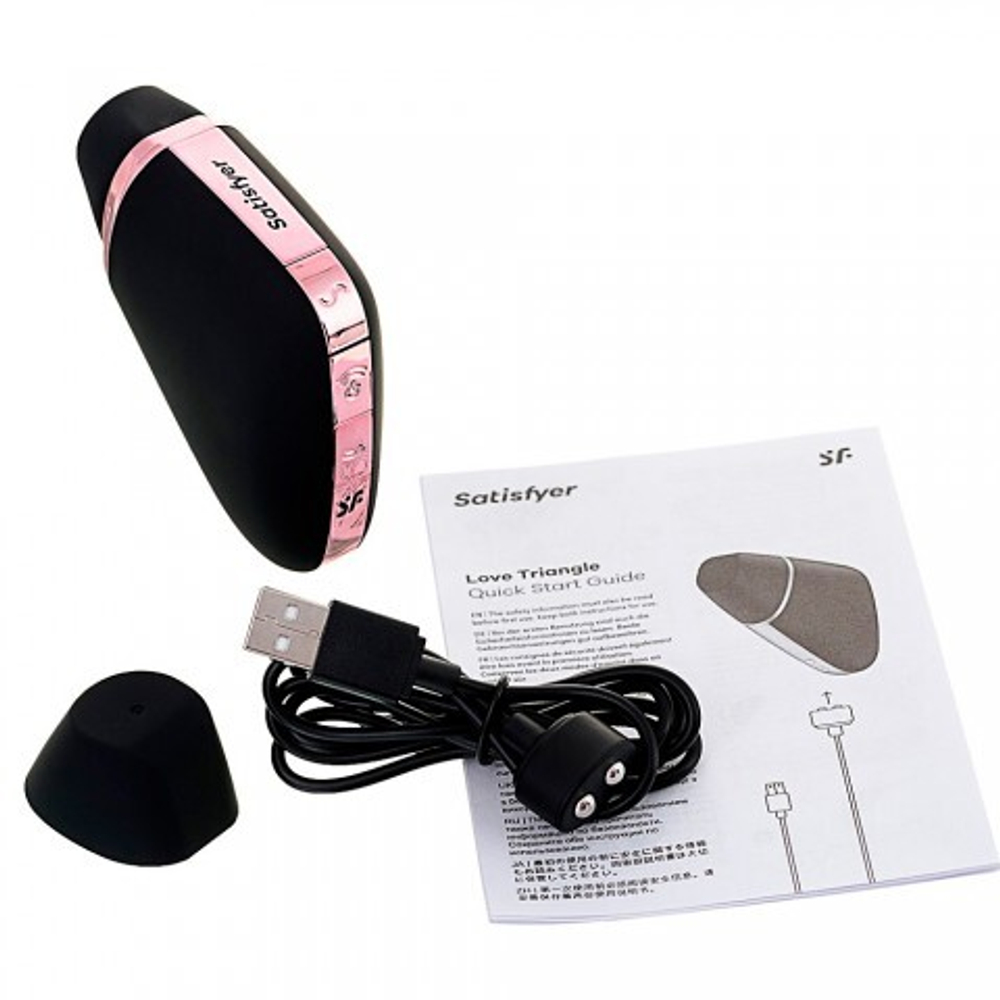 Вакуумный клиторальный стимулятор с вибрацией Satisfyer Love triangle black