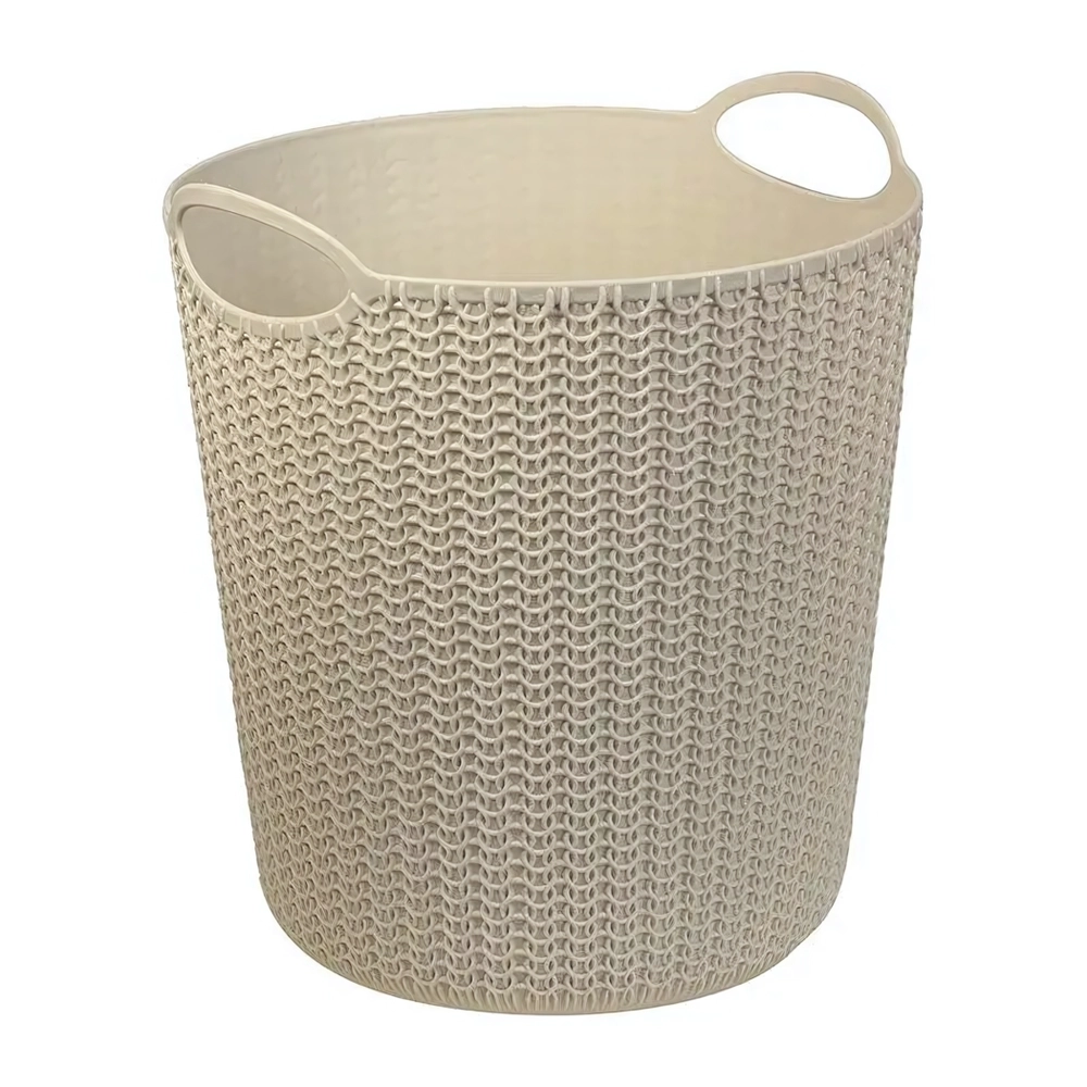 Корзина для бумаг ВЯЗАНИЕ 10л белый ротанг
