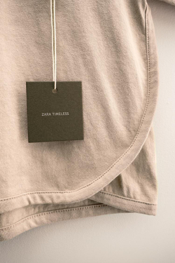 ZARA ZARA TIMELESS - ОДНОТОННАЯ ФУТБОЛКА, КАМЕННО-СЕРЫЙ