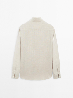 Massimo Dutti Рубашка в полоску классического кроя, бежевый