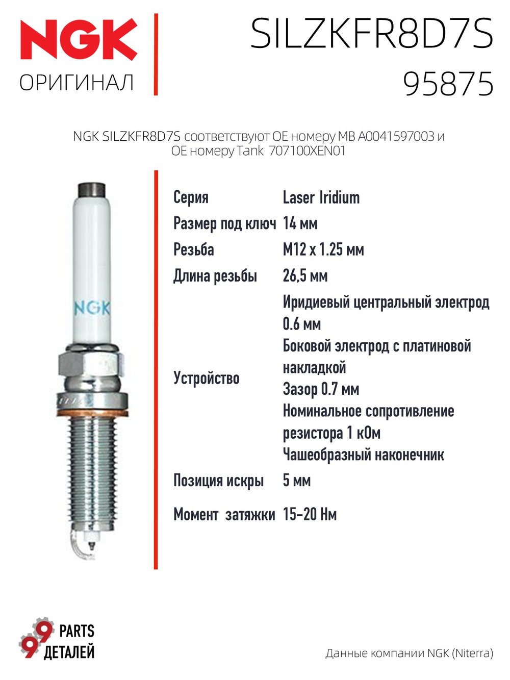 NGK SILZKFR8D7S 95875 Иридиевые свечи зажигания, 4 шт.