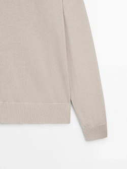 Massimo Dutti Шерстяной свитер с круглым вырезом, бежевый