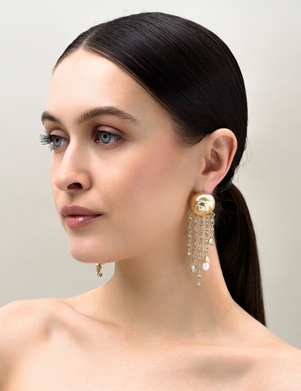 Серьги "Shell chandelier" Gold