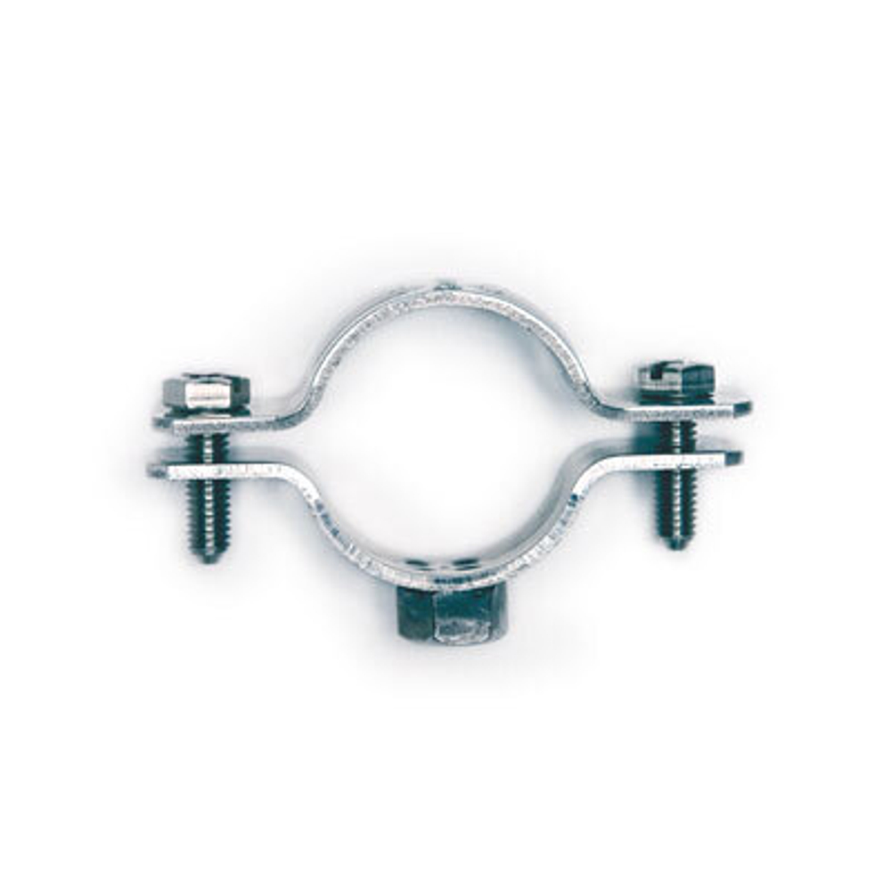 Хомут стальной 3/4" (25-30 мм) с приварной гайкой М8, оцинкованный