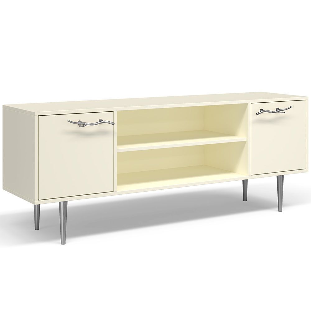 Тумба под ТВ Арт Колор matte 155см Стайл Сильвер Кремовый белый матовый