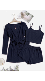 [m]Пеньюар: шорты+майка т/б+халат (вафля) 3174/3194